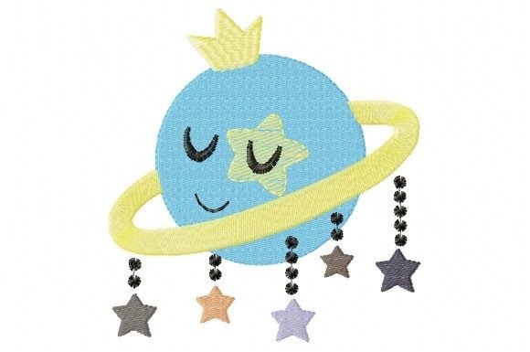 Reviewing Planet Saturn with Stars for Embroidery